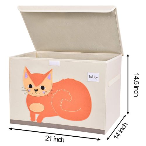  [아마존베스트]Triluby Foldable Animal Large Toy Chest with Flip-Top Lid, Collapsible Fabric Kids Toy Storage Organizer/Bin/Basket/Box/Trunk for Children, Toddler and Baby Nursery Room (Cat)