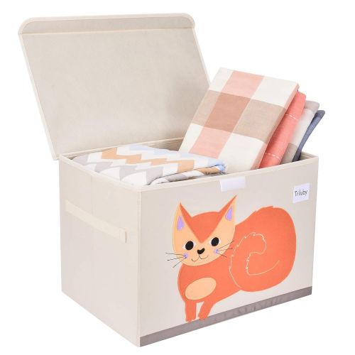  [아마존베스트]Triluby Foldable Animal Large Toy Chest with Flip-Top Lid, Collapsible Fabric Kids Toy Storage Organizer/Bin/Basket/Box/Trunk for Children, Toddler and Baby Nursery Room (Cat)