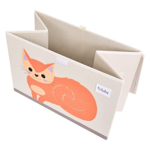  [아마존베스트]Triluby Foldable Animal Large Toy Chest with Flip-Top Lid, Collapsible Fabric Kids Toy Storage Organizer/Bin/Basket/Box/Trunk for Children, Toddler and Baby Nursery Room (Cat)