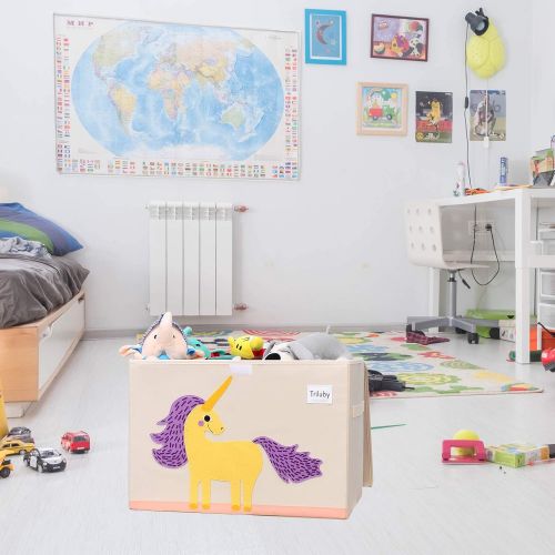  [아마존베스트]Triluby Foldable Animal Large Toy Chest with Flip-Top Lid, Collapsible Fabric Kids Toy Storage Organizer/Bin/Basket/Box/Trunk for Children, Toddler and Baby Nursery Room (Cat)