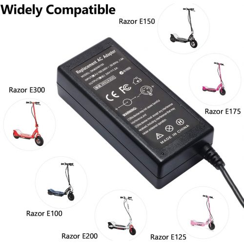  Trimnpy 36W New E100 E200 MX350 E125 E225 Electric Scooter Battery Charger for Razor motorcycle E325 E150 E200S E300 E300S E500 E175 E325S MX400 ZR350 PR200, Dirt Quad Bike, Pocket Mod, Di