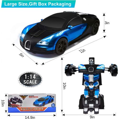  Trimnpy RC Cars Robot for Kids Remote Control Car Transformrobot Gesture Sensing Toys with One-Button Deformation and 360°Rotating Drifting 1:14 Scale , Best Gift for Boys and Girl