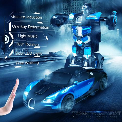  Trimnpy RC Cars Robot for Kids Remote Control Car Transformrobot Gesture Sensing Toys with One-Button Deformation and 360°Rotating Drifting 1:14 Scale , Best Gift for Boys and Girl