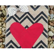 TrinasWreaths4Sanity Valentine Flag  Chevron Burlap Flag  Heart Flag  Chevron Flag  Burlap Garden Flag  Valentines Day Garden Flag