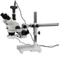 Trinocular LED Boom Stand Stereo Zoom Microscope with 3MP Camera by AmScope