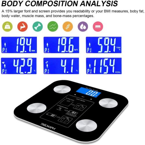  [아마존 핫딜]  [아마존핫딜]Triomph Body Fat Scale, Digital Bathroom Scale Body Composition Analyzer with Backlit LCD for...