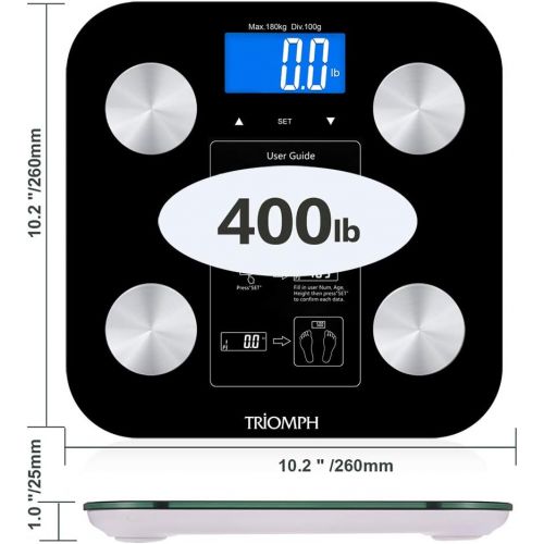  [아마존 핫딜]  [아마존핫딜]Triomph Body Fat Scale, Digital Bathroom Scale Body Composition Analyzer with Backlit LCD for...