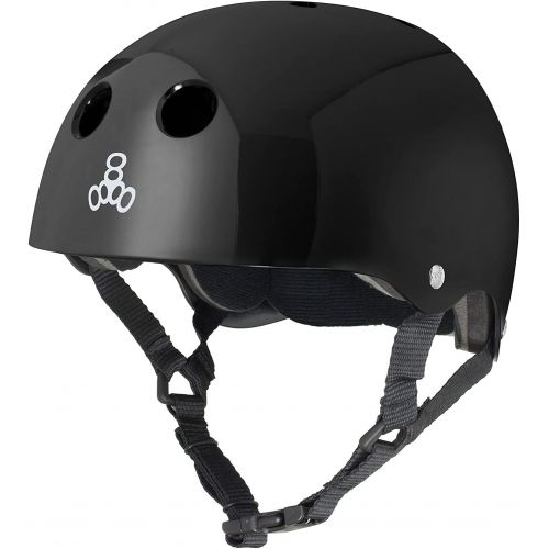  Triple Eight Triple 8 Standard Liner Skateboarding Helmet, Large, Black Glossy