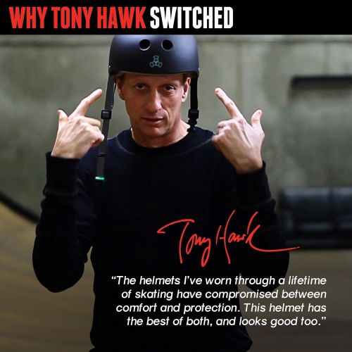  Triple Eight Tony Hawk Signature Model THE Certified Sweatsaver Helmet for Skateboarding, BMX, and Roller Skating