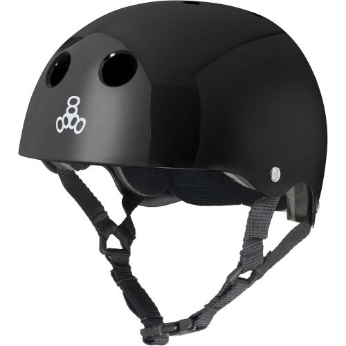  Triple Eight Triple 8 Standard Liner Skateboarding Helmet, Medium, Black Glossy