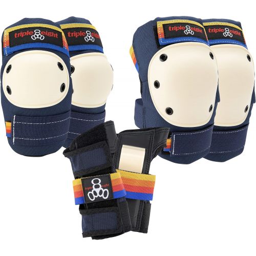  Triple Eight Saver Series Adult/Child Pad Set with Kneesavers, Elbowsavers, and Wrist Savers, for Skate, Bike, and Roller