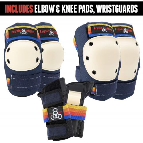  Triple Eight Saver Series Adult/Child Pad Set with Kneesavers, Elbowsavers, and Wrist Savers, for Skate, Bike, and Roller