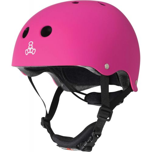  Triple Eight Triple 8 Lil 8 Pink Rubber Youth Skateboard Helmet - CECPSC Certified