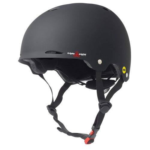 Triple Eight Triple 8 Gotham MIPS Helmet for Biking, Skating, Rollerblading, and Roller Derby, Black Rubber, SM