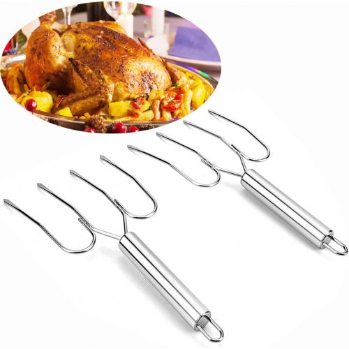  TripleLife Thanksgiving Turkey Lifter Serving Set Stainless Steel Roaster Poultry Forks,Set of 2