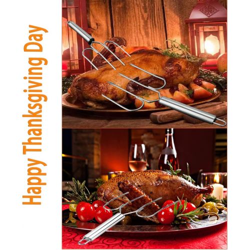  TripleLife Thanksgiving Turkey Lifter Serving Set Stainless Steel Roaster Poultry Forks,Set of 2