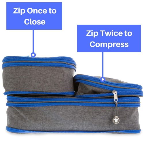  Tripley Compression Packing Cubes for Travel, Set of 3 Luggage Organizers with Space-Saving Double Zipper