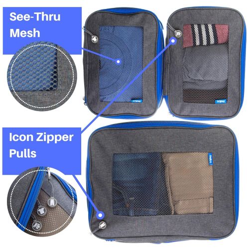  Tripley Compression Packing Cubes for Travel, Set of 3 Luggage Organizers with Space-Saving Double Zipper