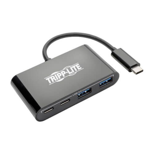  Tripp Lite USB 3.1 Gen 1 USB-C Portable Hub with 2 USB-C Ports and 2 USB-A Ports, Thunderbolt 3 Compatible, Black