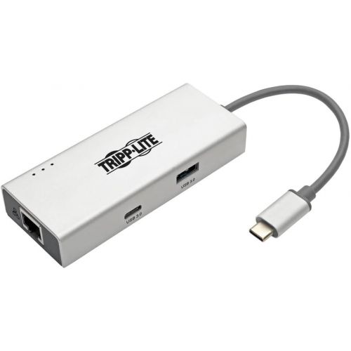  Tripp Lite USB C Docking Station w USB-A Hub, HDMI, Micro SD, PD Charging 4k @ 30Hz Thunderbolt 3 Silver (U442-DOCK10-S)