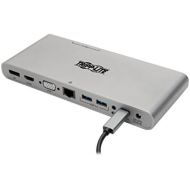 Tripp Lite USB C Docking Station w USB-A Hub, USB Type C, HDMI, VGA, DP, Gbe Gigabit Ethernet PD Charging 4K@ 30Hz, Portable, Thunderbolt 3 Silver (U442-DOCK4-S)