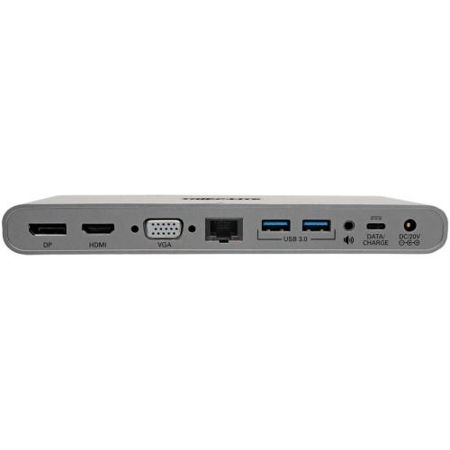  Tripp Lite USB C Docking Station w USB-A Hub, USB Type C, HDMI, VGA, DP, Gbe Gigabit Ethernet PD Charging 4K@ 30Hz, Portable, Thunderbolt 3 Silver (U442-DOCK4-S)