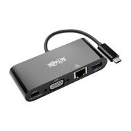 Tripp Lite USB C to VGA Multiport Adapter Converter Docking Station w USB-A Hub, USB-C PD Charging, Gigabit Ethernet USB Type C 1080p Black (U444-06N-VGUB-C)