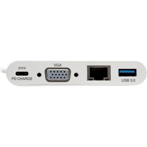  Tripp Lite USB C to VGA Multiport Video Adapter Converter 1080p w USB-A Hub, USB-C PD Charging Port & Gigabit Ethernet Port, Thunderbolt 3 Compatible, USB Type C, USB-C, USB Type-