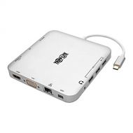 Tripp Lite USB C Docking Station w/USB Hub mDP HDMI VGA GbE PD Charging 4K @ 30Hz Thunderbolt 3 Silver (U442-DOCK2-S)