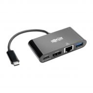 Tripp Lite USB C to HDMI Multiport Adapter Converter Docking Station w USB-A Hub, Gigabit Ethernet Thunderbolt 3 USB Type C 1080p Black (U444-06N-HGUB-C)