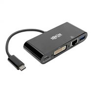 Tripp Lite USB C to DVI Multiport Adapter Converter Docking Station w/ USB-A Hub, Gigabit Ethernet Thunderbolt 3 USB Type C 1080p (U444-06N-DGUB-C)