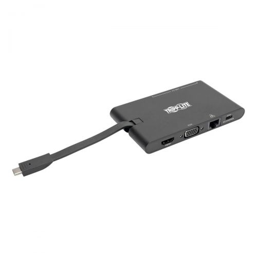  Tripp Lite USB C Docking Station HDMI VGA GbE PD Charging 3.0 USB Hub 4K @ 30Hz Thunderbolt 3 Black (U442-DOCK3-B)