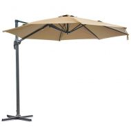 Triprel Inc TRIPREL INC. 10ft Hanging Roma Offset Umbrella Outdoor Patio Sun Shade Cantilever Crank Canopy - TAN