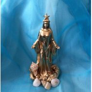 TriquetraBoutique Yemaya figurine, Mermaid statue, Yoruba, Orisha, mother Love, Cashita, ritual tools, altar decor 6 gold tone, blessed