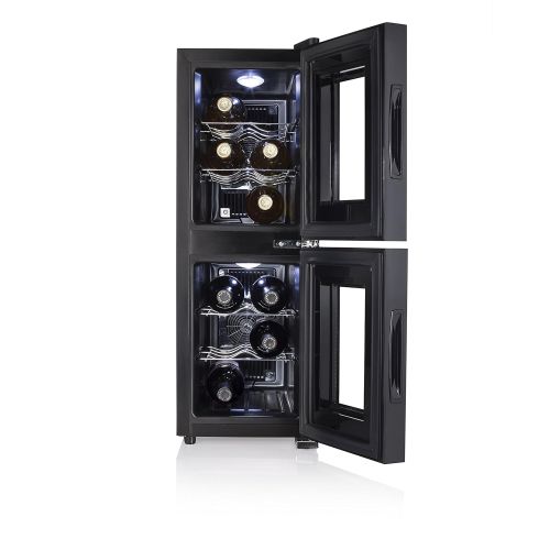  Tristar 2-Zonen Getrankekuehlschrank  geeignet fuer 12 Flaschen, 32 Liter Volumen, 7-18° Celsius, mit LED-Display, Touchbedienfeld, WR-7512