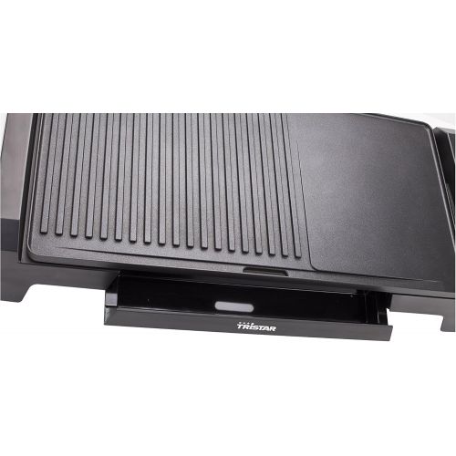  Tristar Tischgrill mit flacher 50x25 cm Brat-/ Grillplatte und Fettabtropfsystem- mit einstellbarem Thermostat und spuelmaschinenfestem Zubehoer, BP-2630