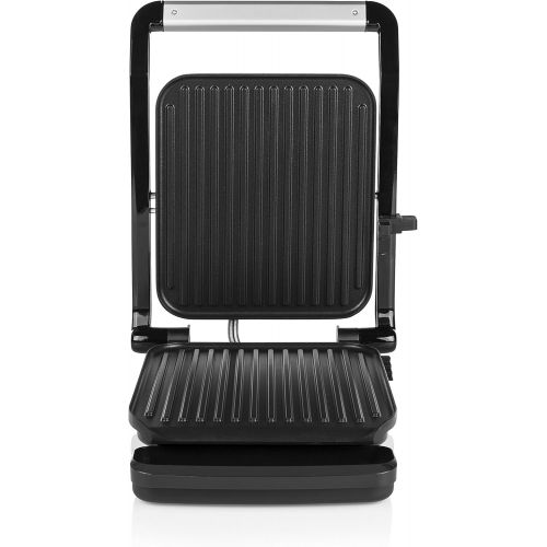  Tristar Kontaktgrill GR-2844, Snadwich Maker mit Edelstahlausfuehrung, isolierte Handgriffe 2000 Watt, regelbare Temperatur, 25x21cm Grillflache