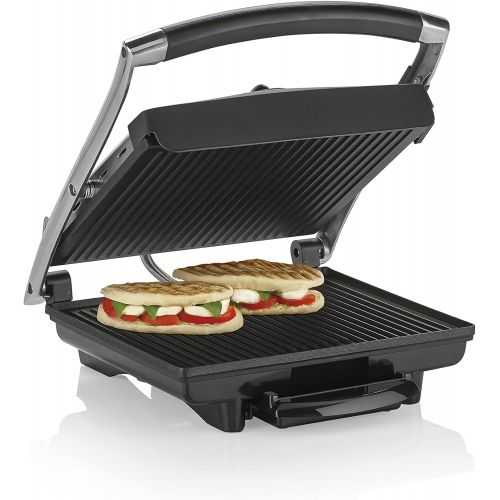  Tristar GR-2848 Edelstahl Kontaktgrill/ Sandwich Grill mit herausnehmbarer Kruemmelschale, antihaftbeschichtet, integrierte Fettablauffunktion