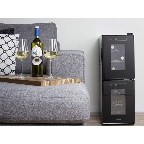  Tristar Zwei Zonen WEINKHLSCHRANK fuer 12 Flaschen mit WEINTHERMOMETER - Weinklimaschrank 32 Liter, LED Anzeige & Touchfunktion