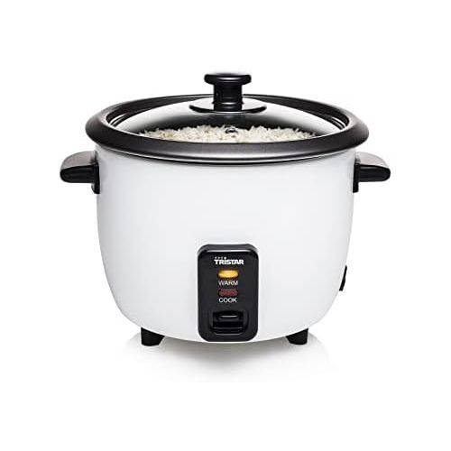  [아마존베스트]Tristar RK Rice Cooker, Boil Dry Protection, 0.6 litres, black, white