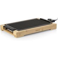 Tristar BP 2785 Table Grill / Barbecue Grill with Grill Grate, 2000 Watt Power, a Grill Surface of 37 x 25 cm, Bamboo Casing