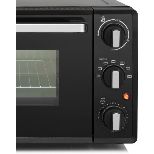  [아마존베스트]Tristar Mini Oven 19 Litre Capacity, Temperature Range up to 230°C, 1300 Watt Power, 60 Minute Timer, One Top and Lower Heating Zone, with Grill and Baking Tray, Black