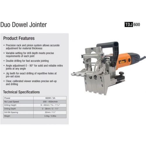  Triton TDJ600 Duo Dowelling Jointer 710W, 5.9A