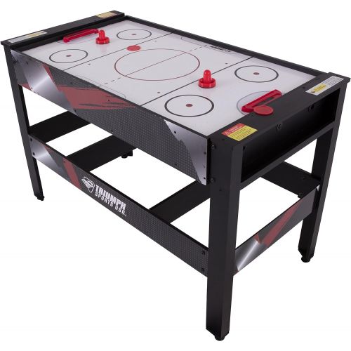  Triumph Sports Triumph 4-in-1 Rotating Swivel Multigame Table ? Air Hockey, Billiards, Table Tennis, and Launch Football , Black/White, 23.75 x 32.00 x 48.00