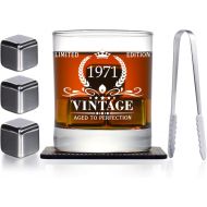 [아마존베스트]Triwol 50th Birthday Gifts for Men, Vintage 1971 Whiskey Glass and Stones Funny 50 Birthday Gift for Dad Husband Brother, 50th Bday Decorations Party Favors, 50 Year Old Anniversary Prese