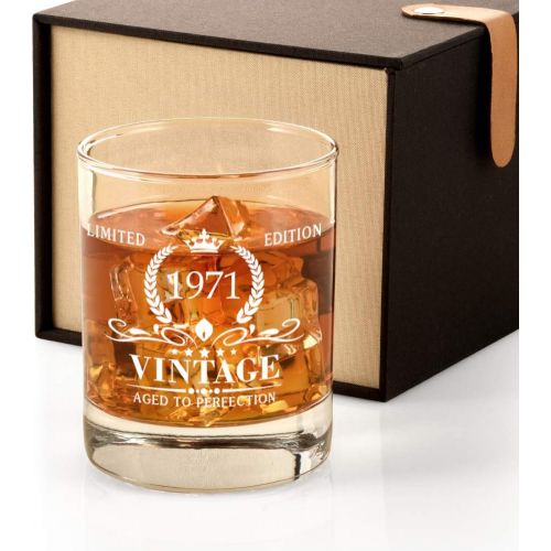  [아마존베스트]Triwol 1971 50th Birthday Gifts for Men, Vintage Whiskey Glass 50 Birthday Gifts for Dad, Son, Husband, Brother, Funny 50th Birthday Gift Present Ideas for Him, 50 Year Old BdayParty Dec