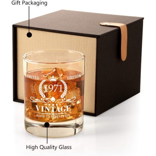  [아마존베스트]Triwol 1971 50th Birthday Gifts for Men, Vintage Whiskey Glass 50 Birthday Gifts for Dad, Son, Husband, Brother, Funny 50th Birthday Gift Present Ideas for Him, 50 Year Old BdayParty Dec