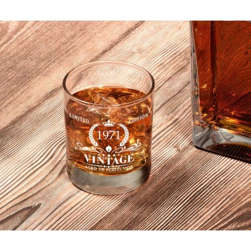  [아마존베스트]Triwol 1971 50th Birthday Gifts for Men, Vintage Whiskey Glass 50 Birthday Gifts for Dad, Son, Husband, Brother, Funny 50th Birthday Gift Present Ideas for Him, 50 Year Old BdayParty Dec