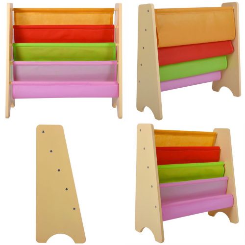  Trois_s trois_s Wood Kids Book Shelf Sling Storage Rack Organizer Bookcase Display Holder Opt