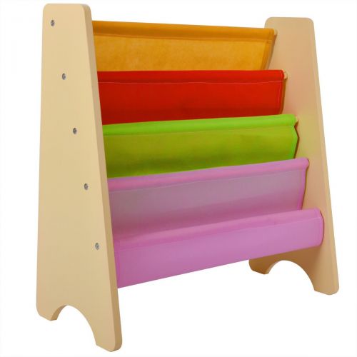  Trois_s trois_s Wood Kids Book Shelf Sling Storage Rack Organizer Bookcase Display Holder Opt